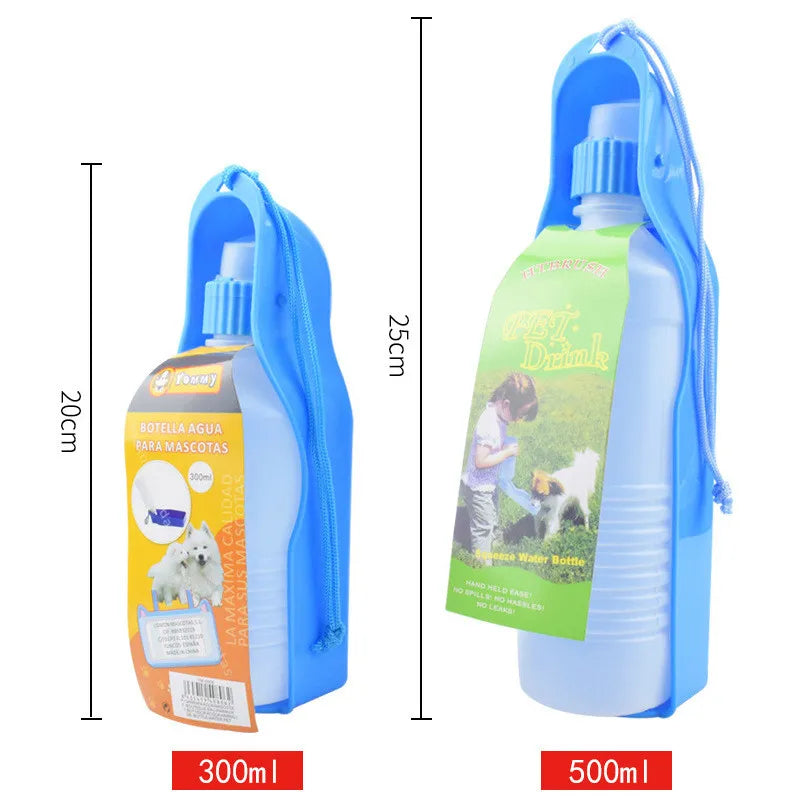 Water Bottle with Bowl for Pets, Outdoor Drinking Dispenser, Portable, Travel, Small and Medium Dogs, 250ml, 500ml