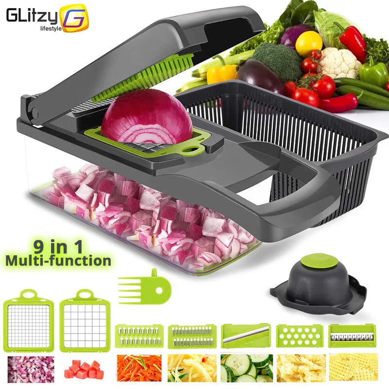Cortador y rallador multifunción 9 en 1 para cocina