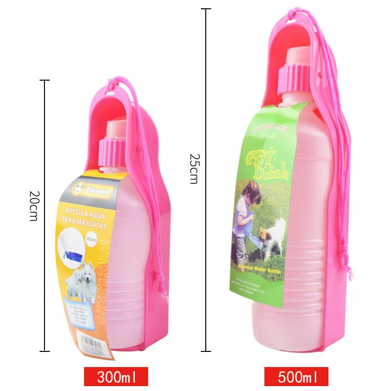 Water Bottle with Bowl for Pets, Outdoor Drinking Dispenser, Portable, Travel, Small and Medium Dogs, 250ml, 500ml