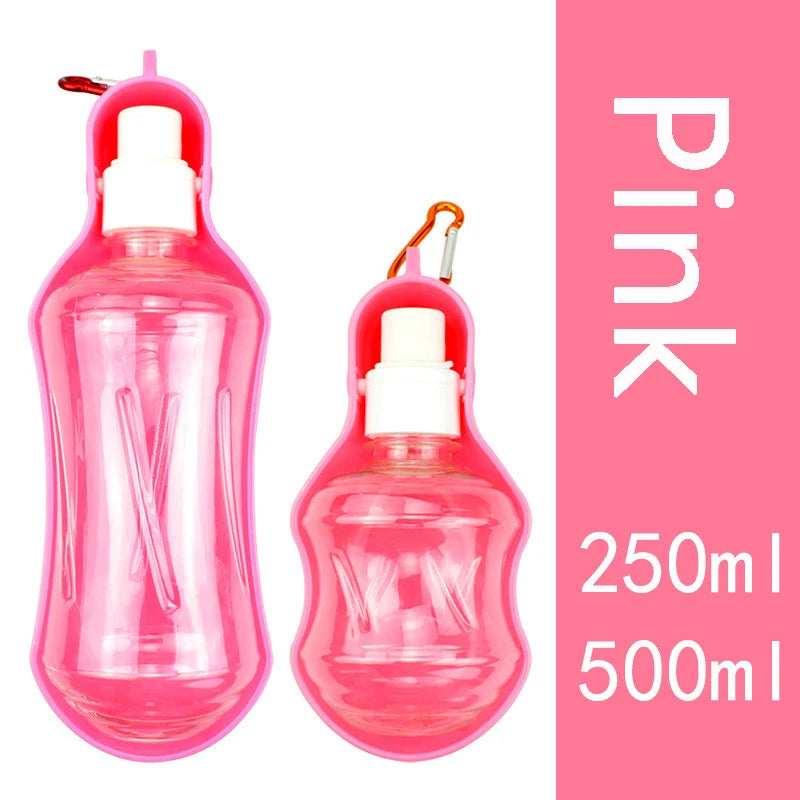Water Bottle with Bowl for Pets, Outdoor Drinking Dispenser, Portable, Travel, Small and Medium Dogs, 250ml, 500ml