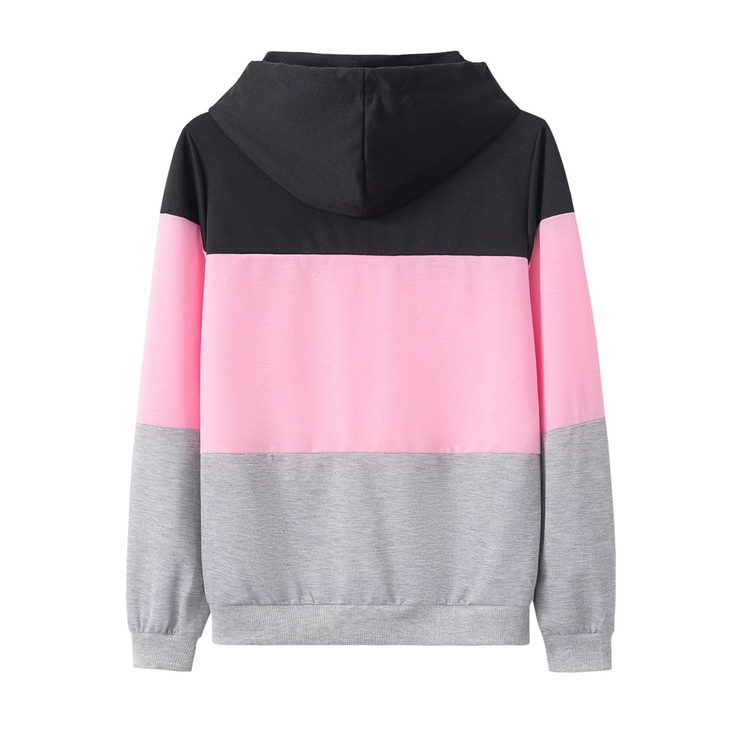 Fashion Trends Pop Style Top, Sexy Color Combination Cap Features Loose Long-sleeved Shirt