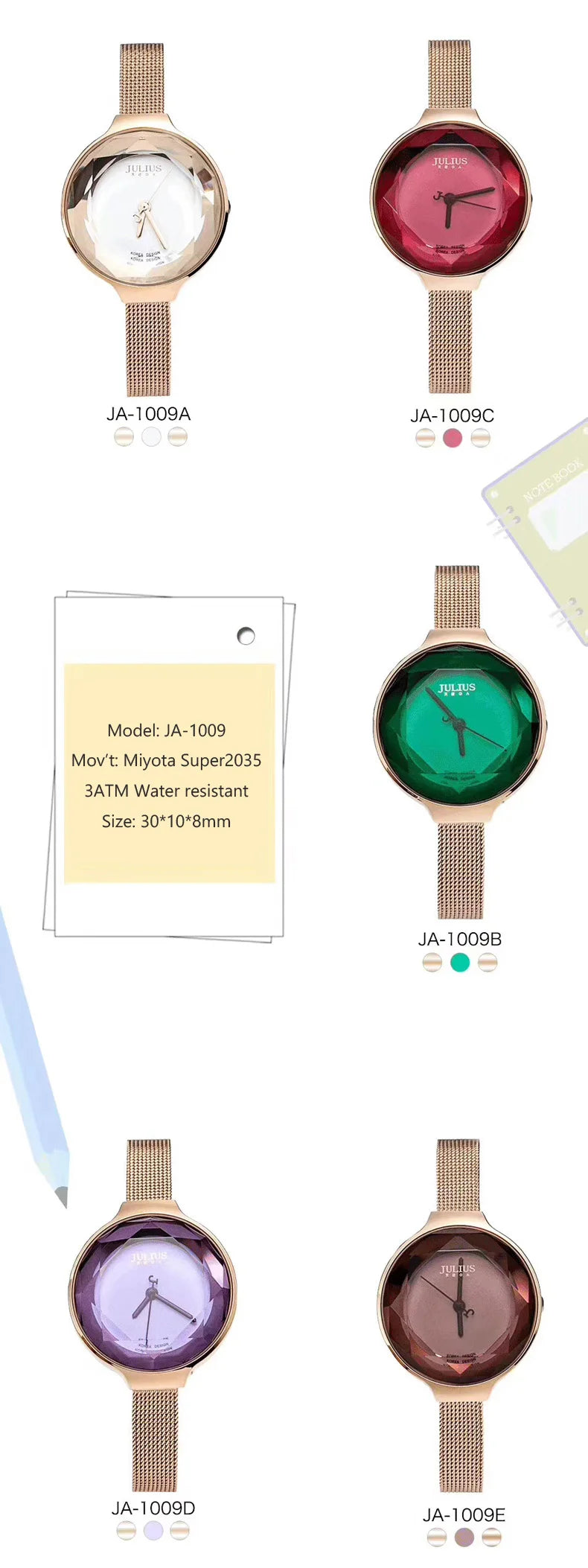 Top Women's Watch Japan Quartz Hours Fine Fashion Woman Clock Bracelet Stainless Steel Simple Birthday Girl's Gift Julius Box