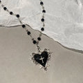 Halloween Vintage Gothic Bat Cross Dark Pendant Necklace Y2K Punk Thorn Love Black Bead Stacked Necklace Jewelry Gifts