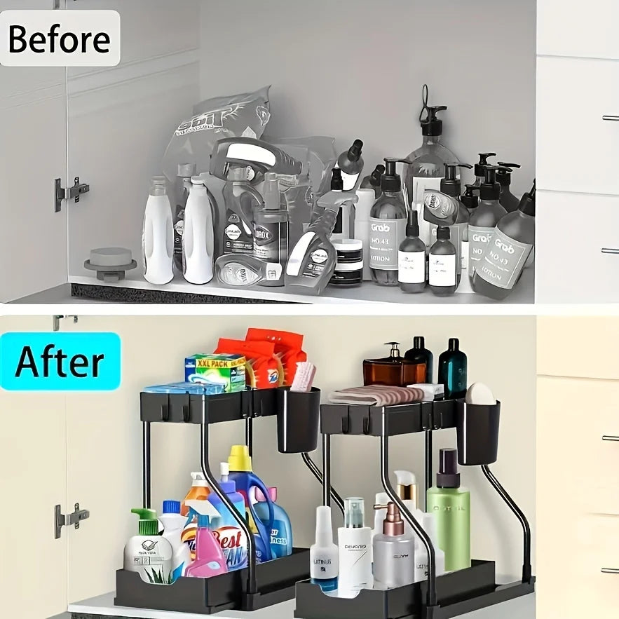 Organizador extraíble de 2 niveles para bajo fregadero