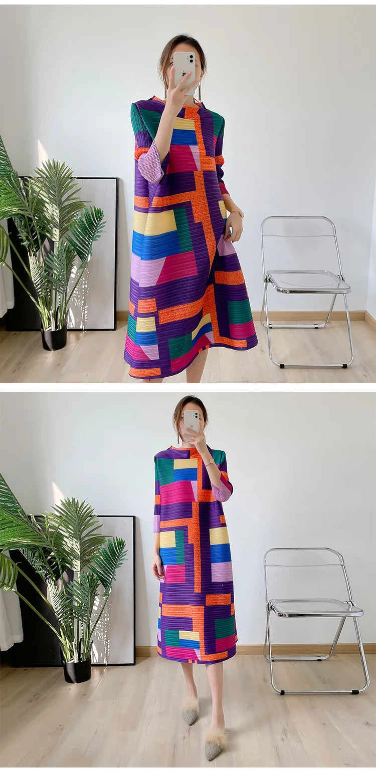 Fashionable women's dress, new spring/summer style, European and American style, youthful, plus size, slimming pleated skirt