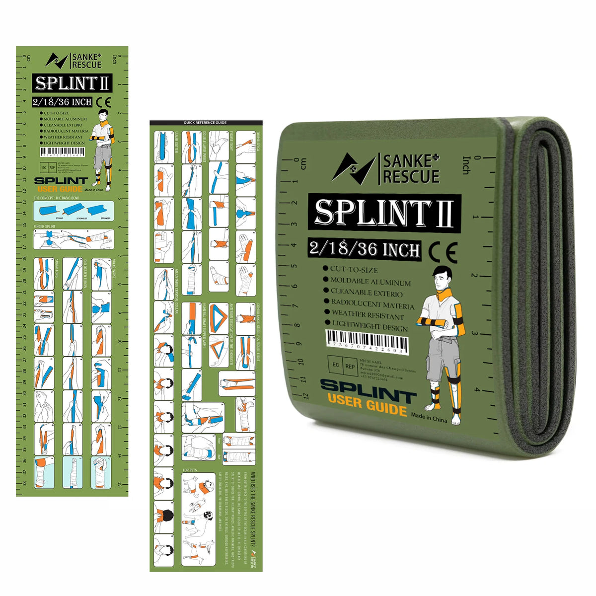 First Aid Splint 36/18'X4.3' SANKE RESCUE Wrist Thumb Support Brace Tendonitis Arthritis Ifak Protector Guard Right Left Hand