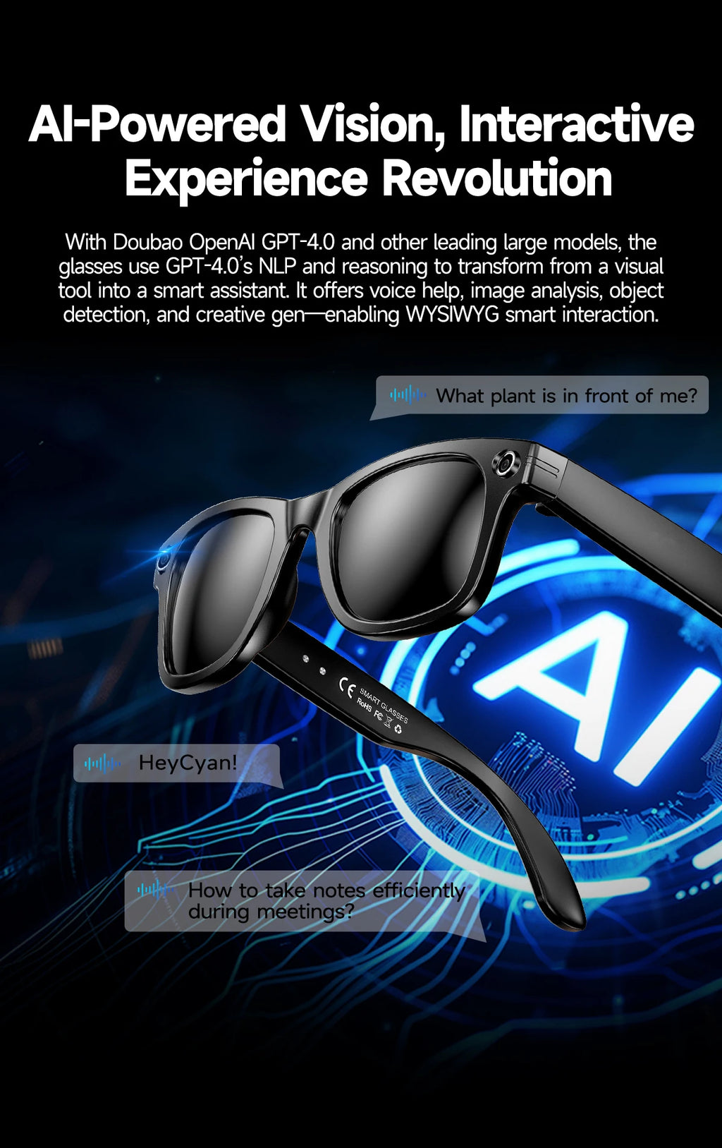 AI Smart Glasses with 8MP Camera Video Recording 100+ Languages Translation Sunglasses Bluetooth Call Music Play Men Women 2026