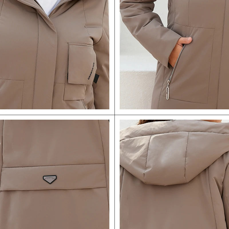 GASMAN women's jacket spring 2022 long Fashion Woman coat hooded waistline casual Outwear Brand High-Quality lady parkas 8293