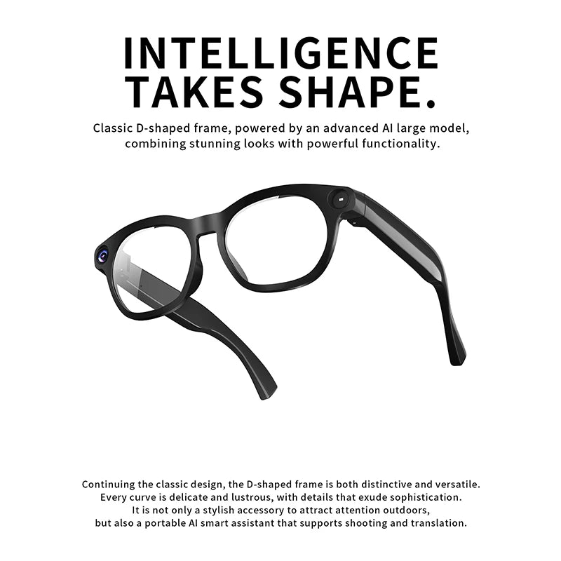New Fashionable Smart Glasses Intelligent AI Large Model 800W HD Camera 290mAh Battery AI Translation Smart Glasses Men Women