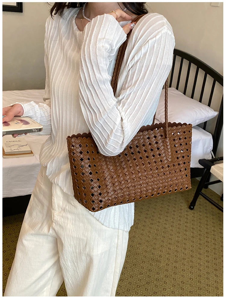 Fashion Woman Shoulder Bags for Women 2026 Brand Luxury Designer Bag Female Totes Purses Ladies Woven Shoulder Handbag Summer
