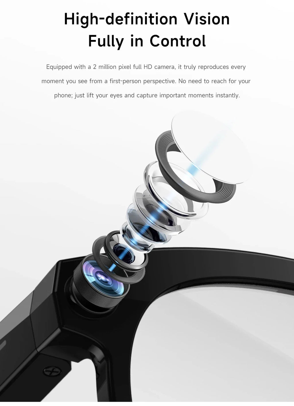 2026 New Smart Glasses  8MP Camera WiFi Bluetooth Touch Control IP65 Waterproof AI Translation Noise Cancelling AI Glasses Women