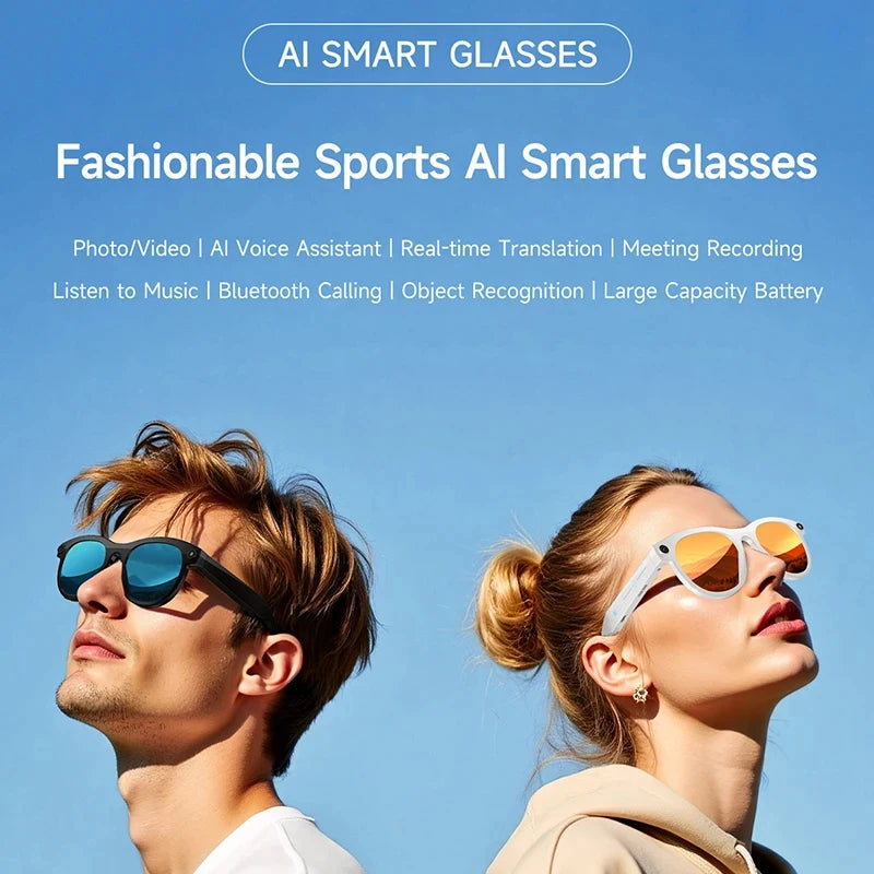 2026 New Smart Glasses  8MP Camera WiFi Bluetooth Touch Control IP65 Waterproof AI Translation Noise Cancelling AI Glasses Women