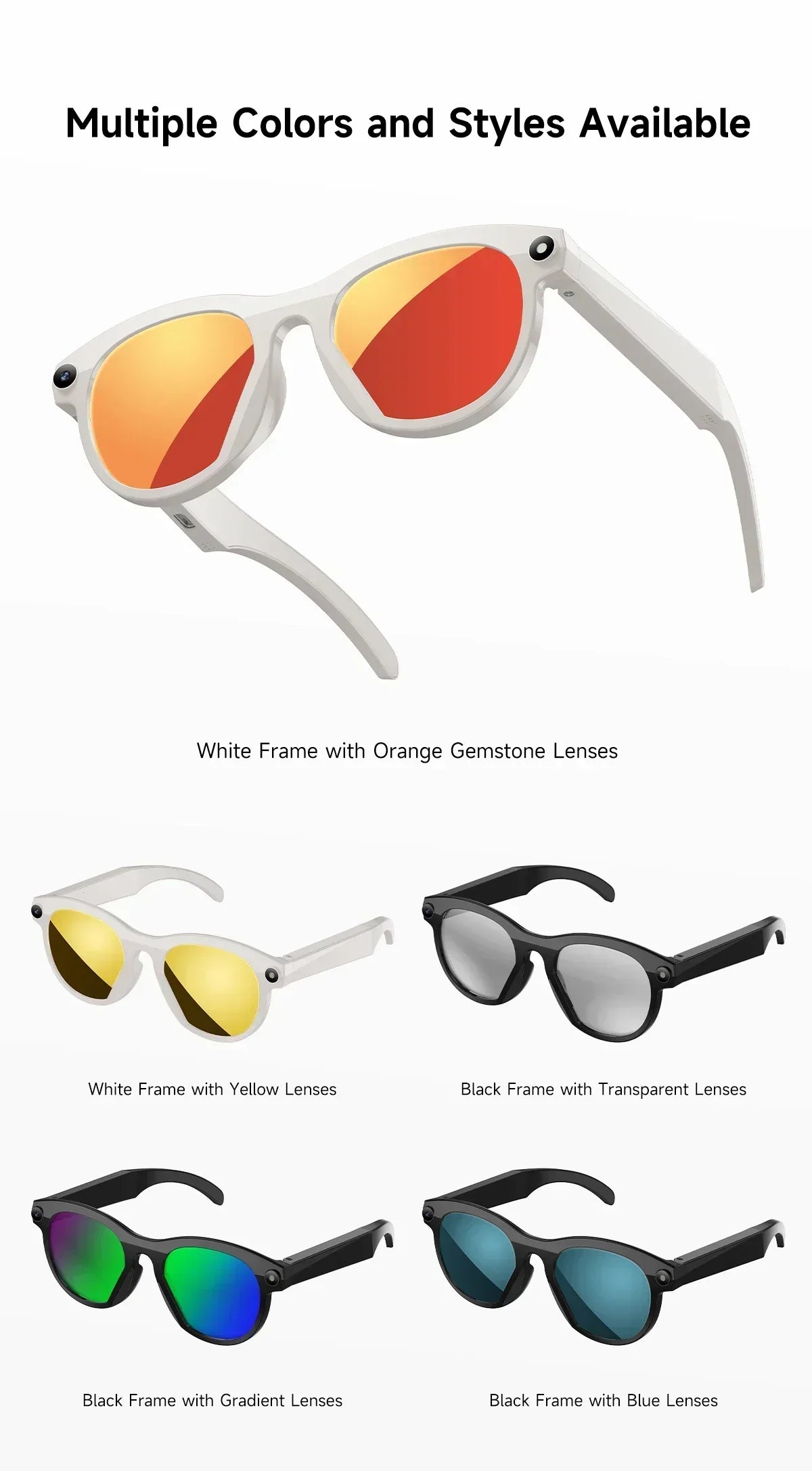 2026 New Smart Glasses  8MP Camera WiFi Bluetooth Touch Control IP65 Waterproof AI Translation Noise Cancelling AI Glasses Women