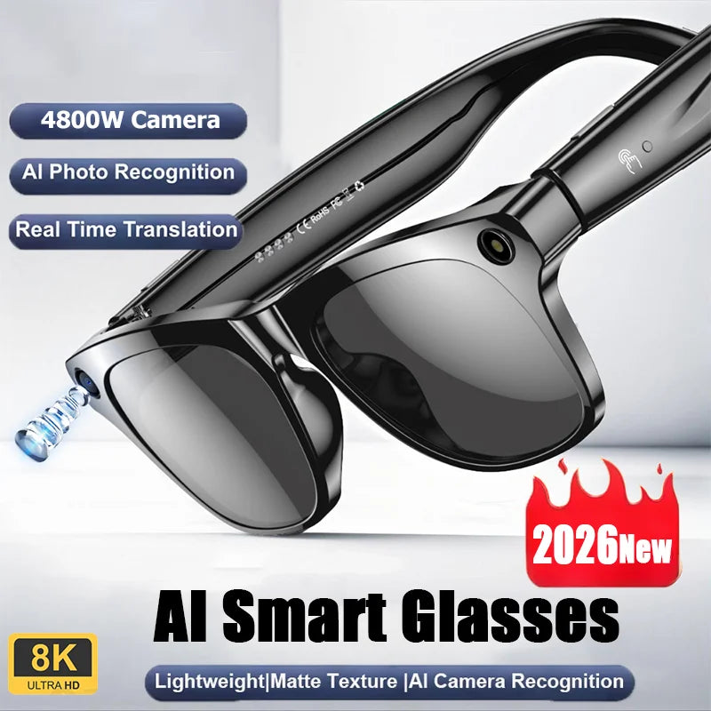 AI Smart Glasses 800W Shooting Camera HD Photo Video Voice Call Translation Waterproof Bluetooth AI Motorcycle Glasses