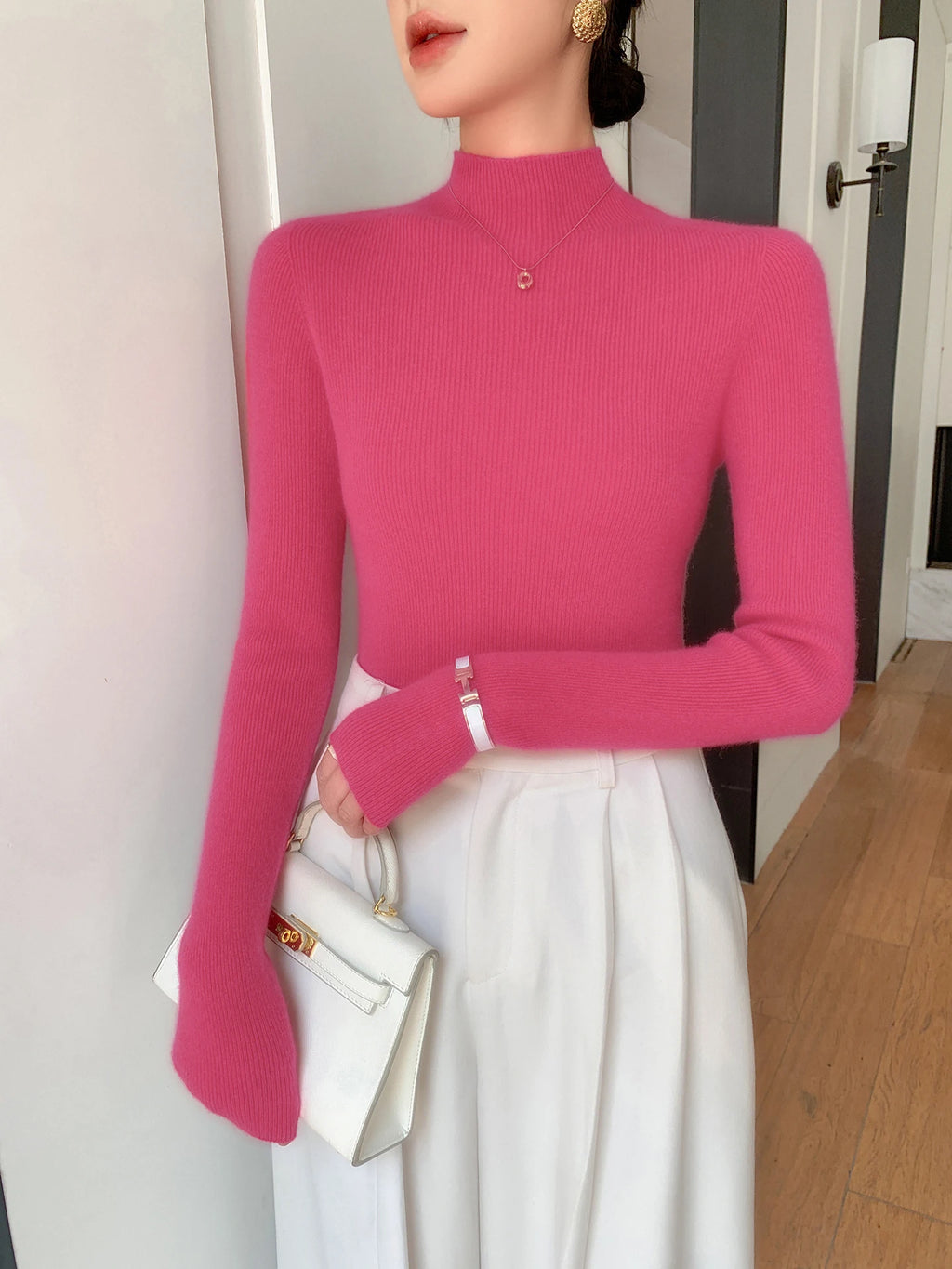 Fashion Woman Autumn Winter Sweater Elegant Female Merino Wool Knitwear Slim Pullover Cashmere Lady Long Sleeve Clothing Tops