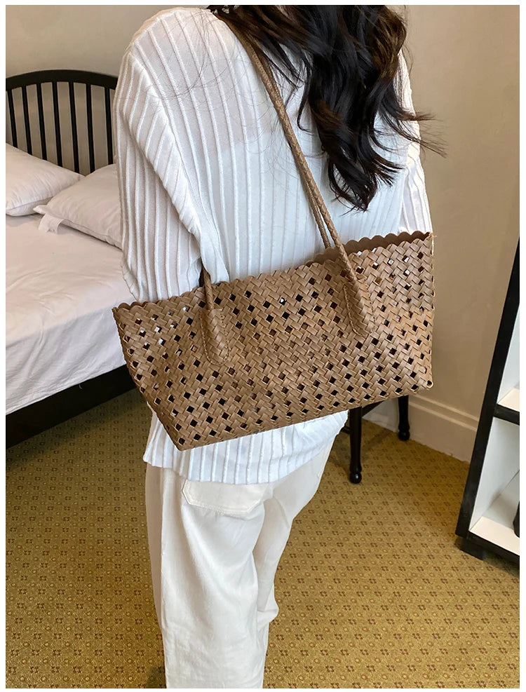 Fashion Woman Shoulder Bags for Women 2026 Brand Luxury Designer Bag Female Totes Purses Ladies Woven Shoulder Handbag Summer