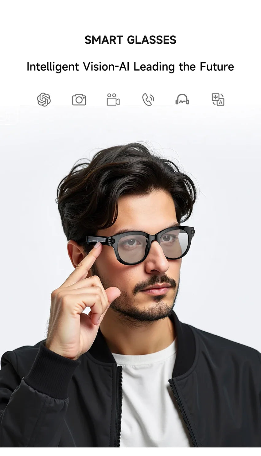 AI Smart Glasses 800W Shooting Camera HD Photo Video Voice Call Translation Waterproof Bluetooth AI Motorcycle Glasses