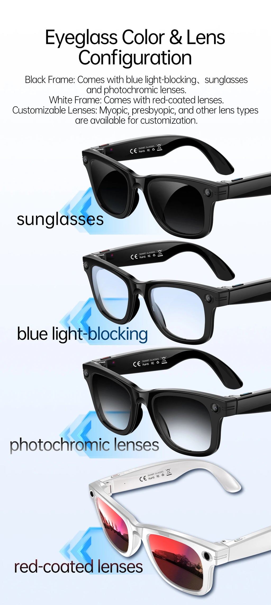 LIGE New AI Smart Glasses 1300W Pixel Camera 4K Video AI Translation Music Player BT Call Waterproof Color Change Sunglasses Men
