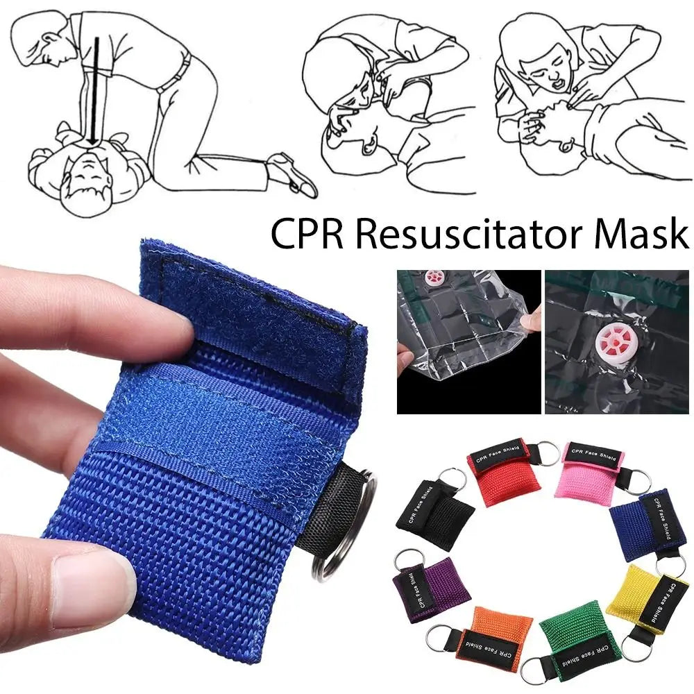 Disposable CPR Mask One-way Valve Professional Emergency Face Shield Mouth Breath Keychain Ring Resuscitator Mask Travel Pocket