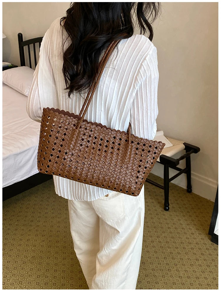 Fashion Woman Shoulder Bags for Women 2026 Brand Luxury Designer Bag Female Totes Purses Ladies Woven Shoulder Handbag Summer