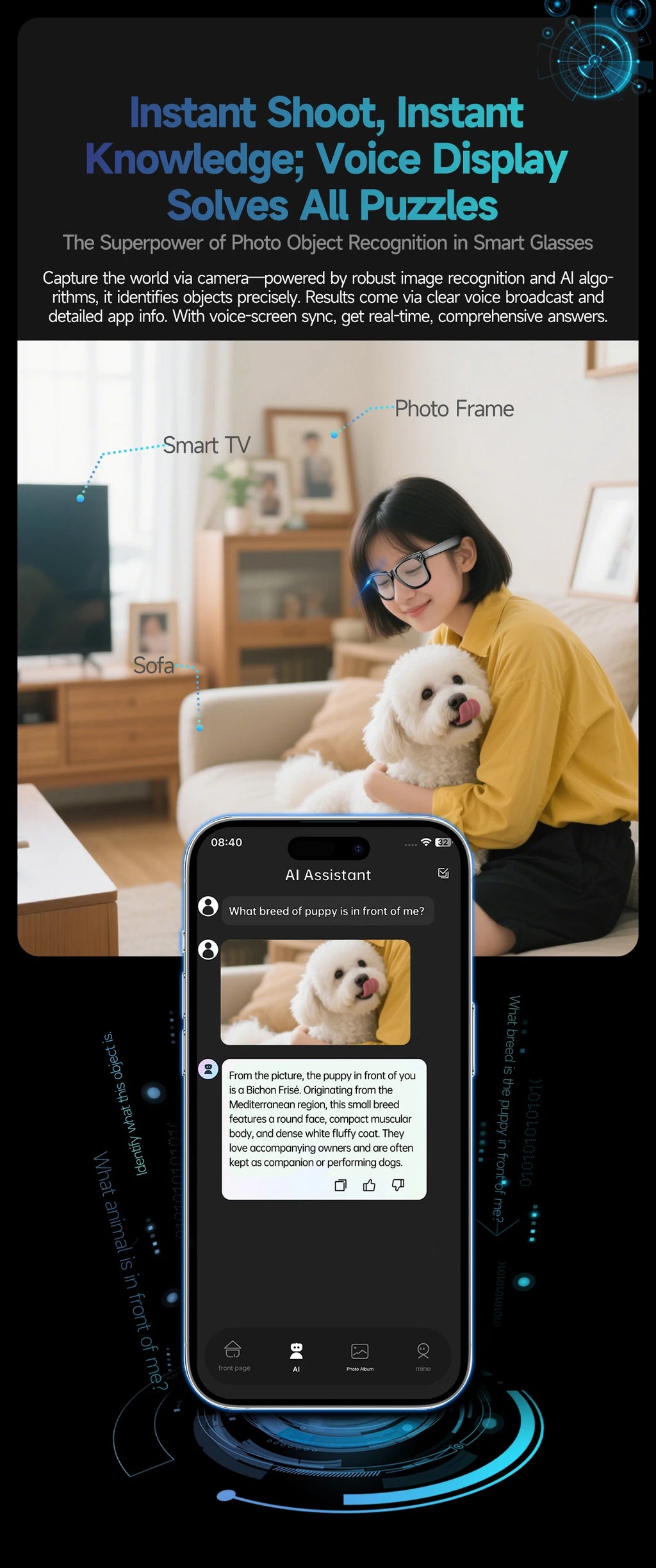 AI Smart Glasses with 8MP Camera Video Recording 100+ Languages Translation Sunglasses Bluetooth Call Music Play Men Women 2026
