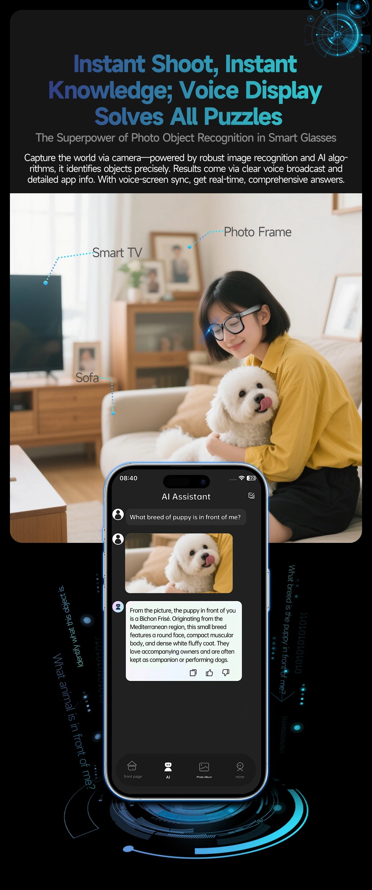 AI Smart Glasses with 8MP Camera Video Recording 100+ Languages Translation Sunglasses Bluetooth Call Music Play Men Women 2026