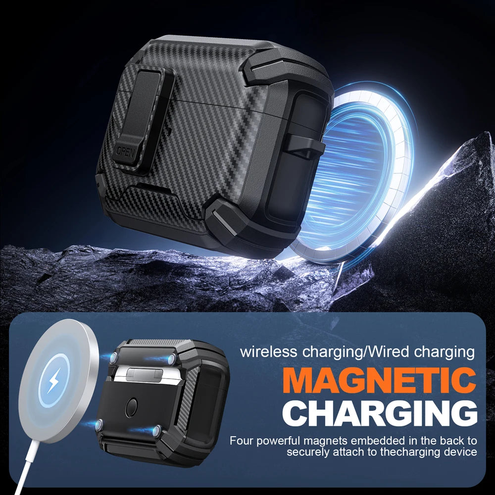 Funda protectora magnetica con soporte para AirPods