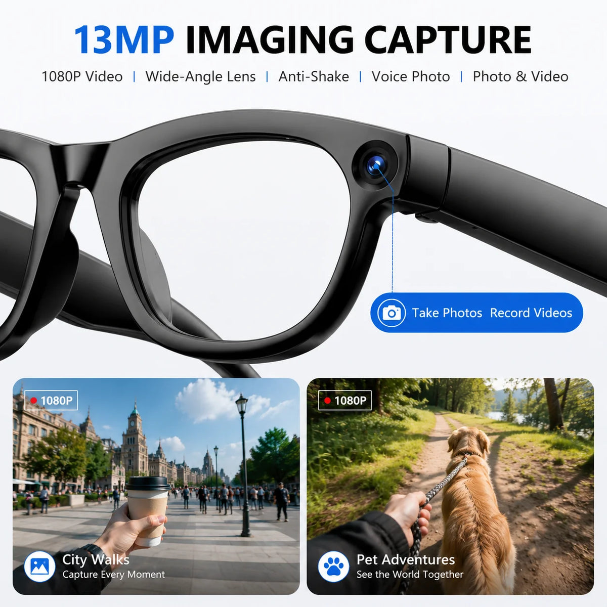 GML5.2 AI New Smart Glasses 1300W Camera Live Streaming Real-Time Translation Meeting Assistant Audio And Video Calls AI Glasses