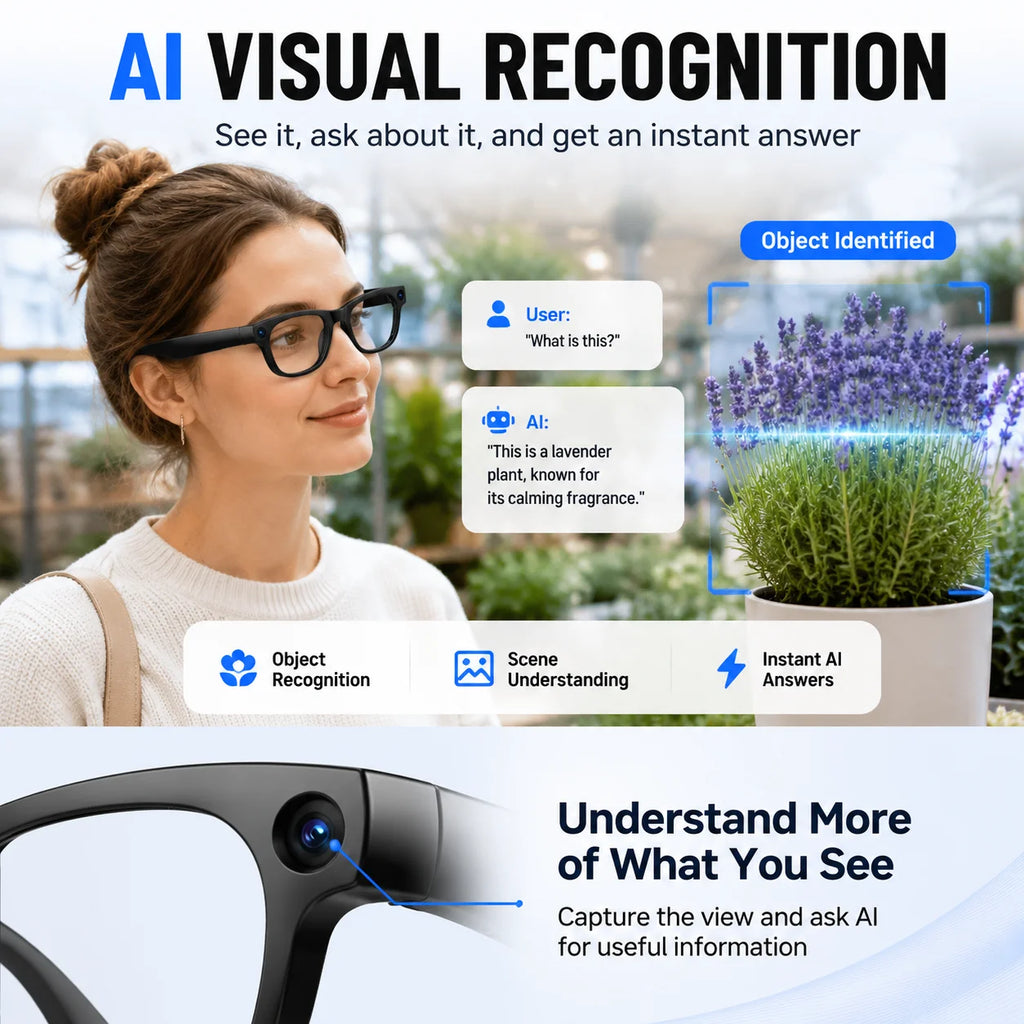 GML5.2 AI New Smart Glasses 1300W Camera Live Streaming Real-Time Translation Meeting Assistant Audio And Video Calls AI Glasses