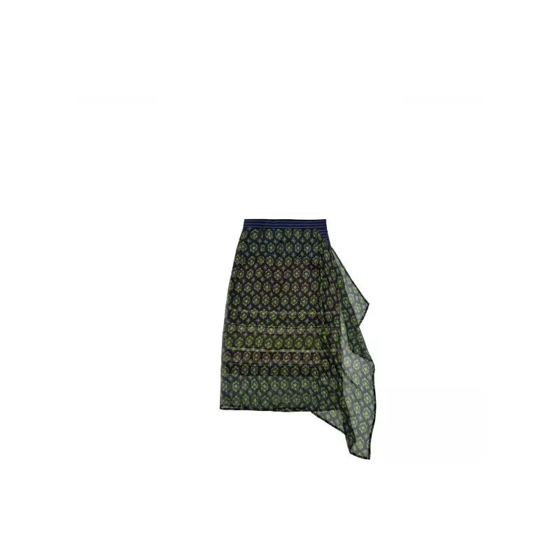 2026 Summer Fashion Foreign Style Printing Temperament Thin Fake Two Irregular Skirt Women's New Short Skirt