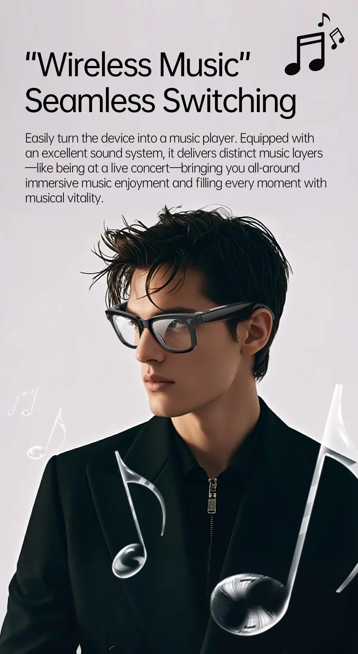AI 5 Million Pixels Smart Glasses Recording Videos Photo Recognition Answer Translation 290mAh IP66 Waterproof Bluetooth Glasses