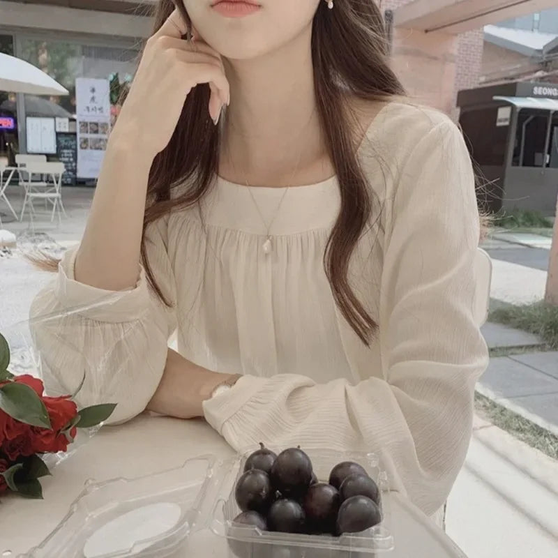 Simple White Shirts & Blouses For Women Crop Japanese Harajuku Fashion Woman Top Offer High Quality Clothing Trend 2025 Novelty