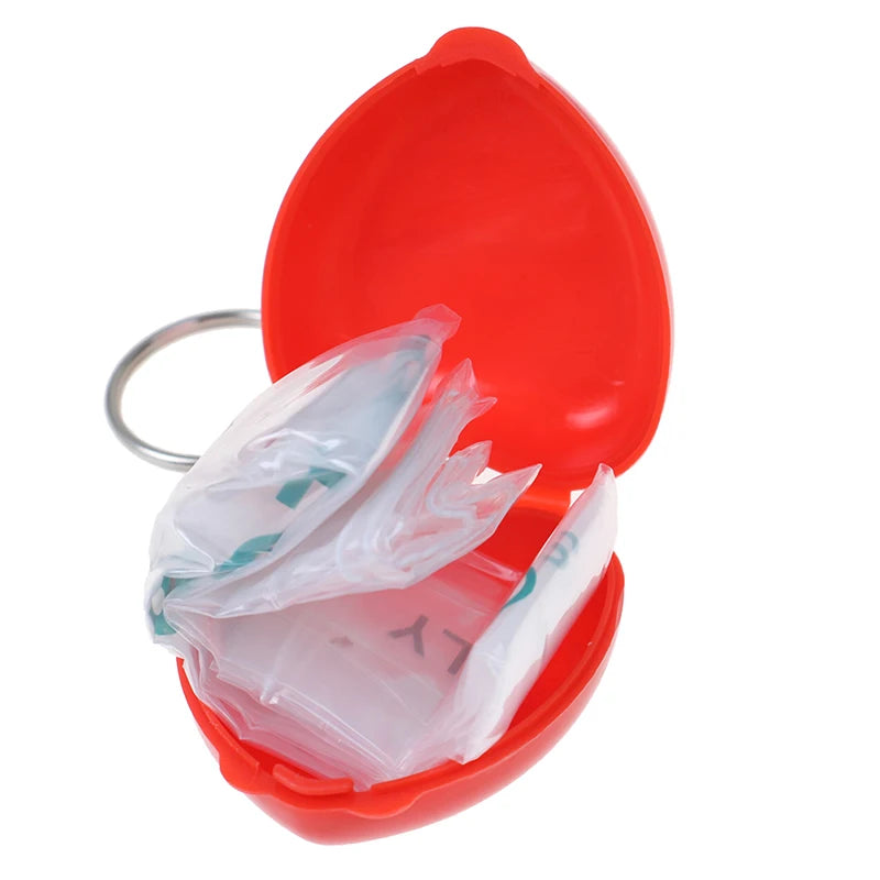 Mini Protect CPR Mask Mouth KeyChain Rescue In Heart Box Face Mask First Aid