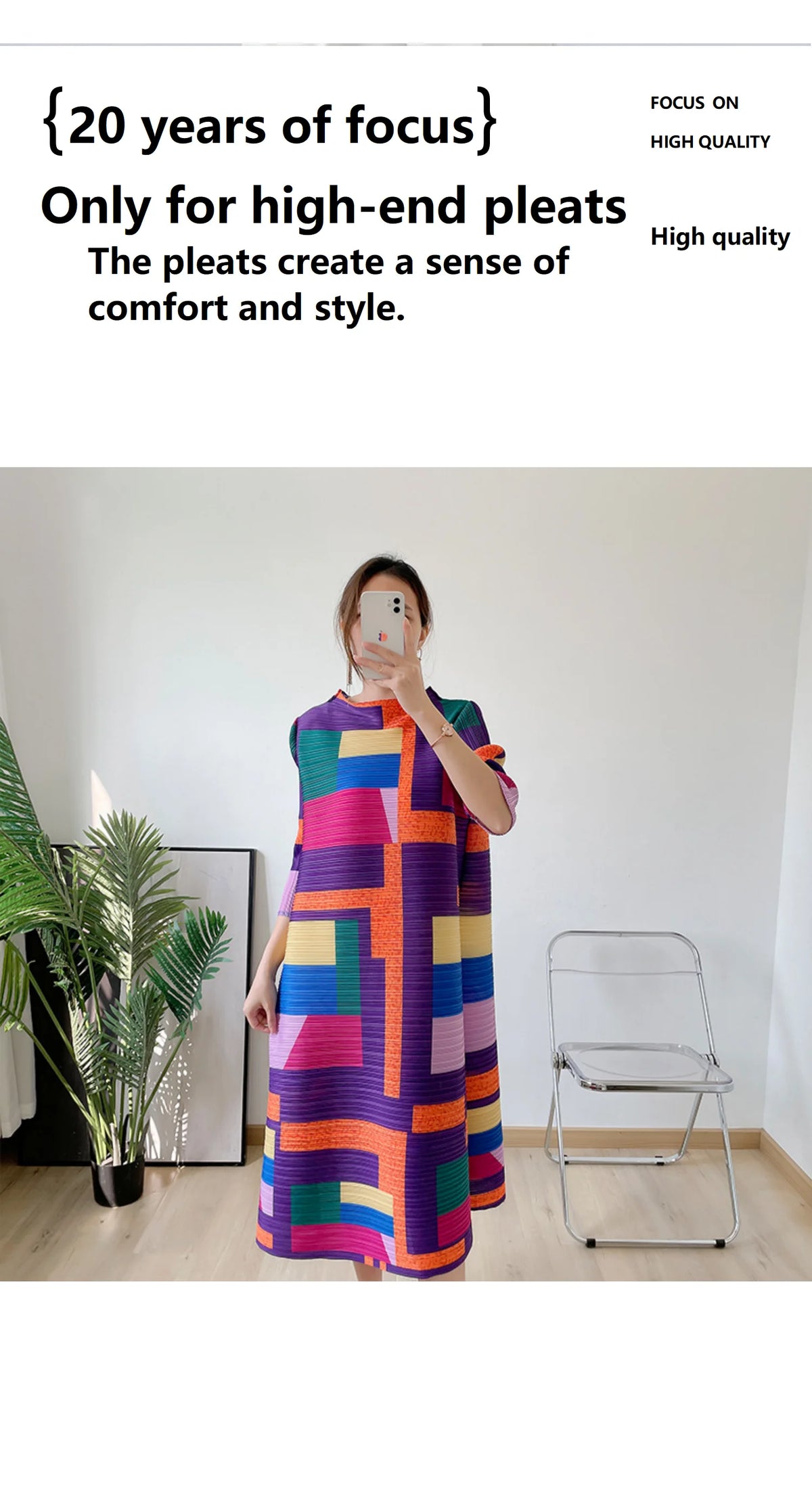 Fashionable women's dress, new spring/summer style, European and American style, youthful, plus size, slimming pleated skirt