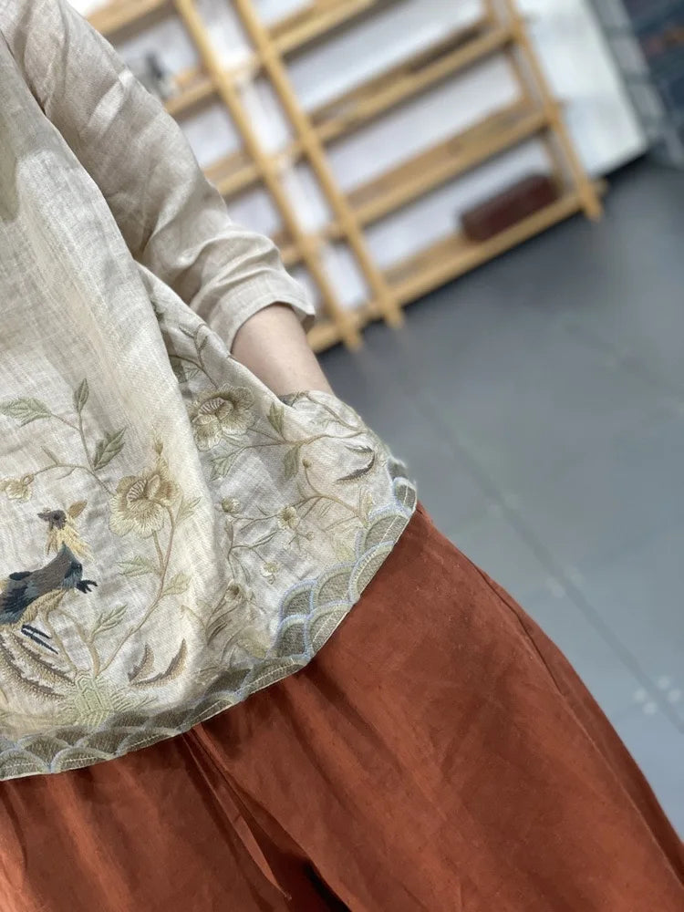 THHONE Summer Fashion Woman Tees 2025 Floral O-Neck T Shirt Tops Casual Vintage Patchwork Loose Embroidery Camisetas Top Mujer