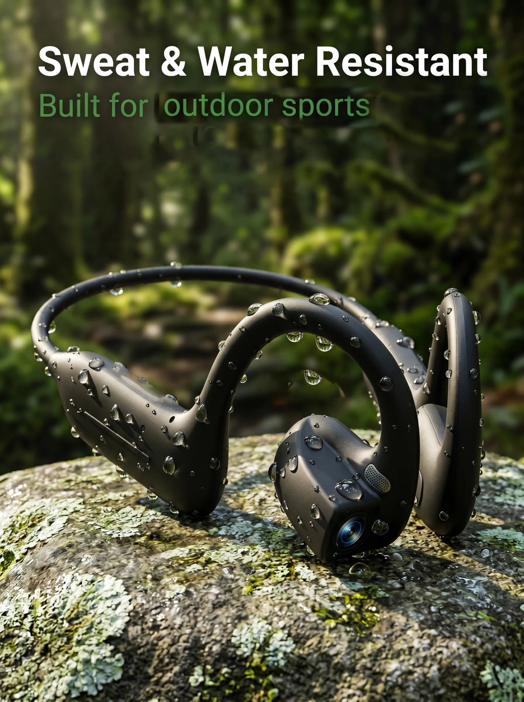 AI Camera Headphones 8MP HD Recording Smart AI Translation Ear Hanging Air Conduction Earphones Bluetooth Outdoor Cycling Record