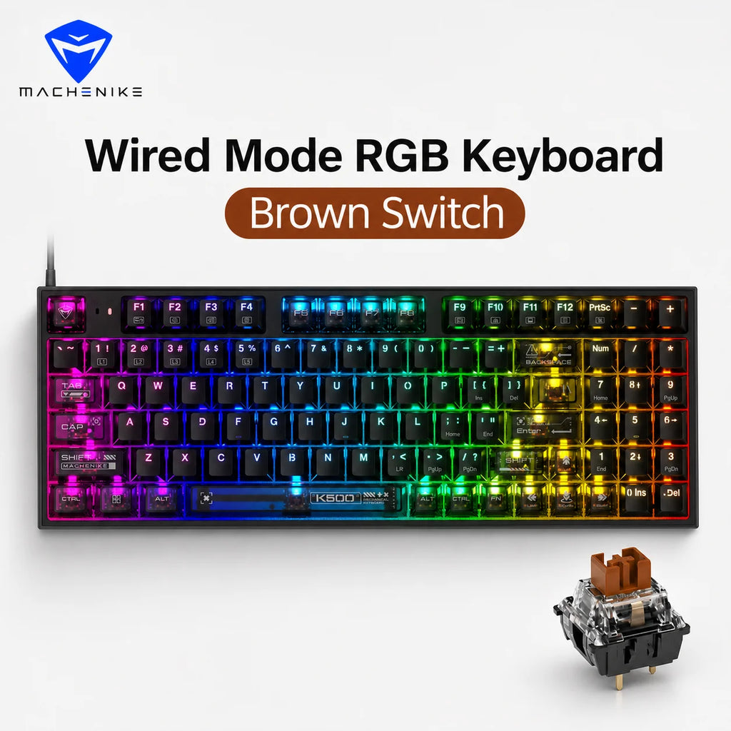 MACHENIKE K500 Mechanical Keyboard Wired Gaming Keyboard K500-B94 Hot Swappable 94 Keys 90% Layout RGB BackLight for PC Laptop