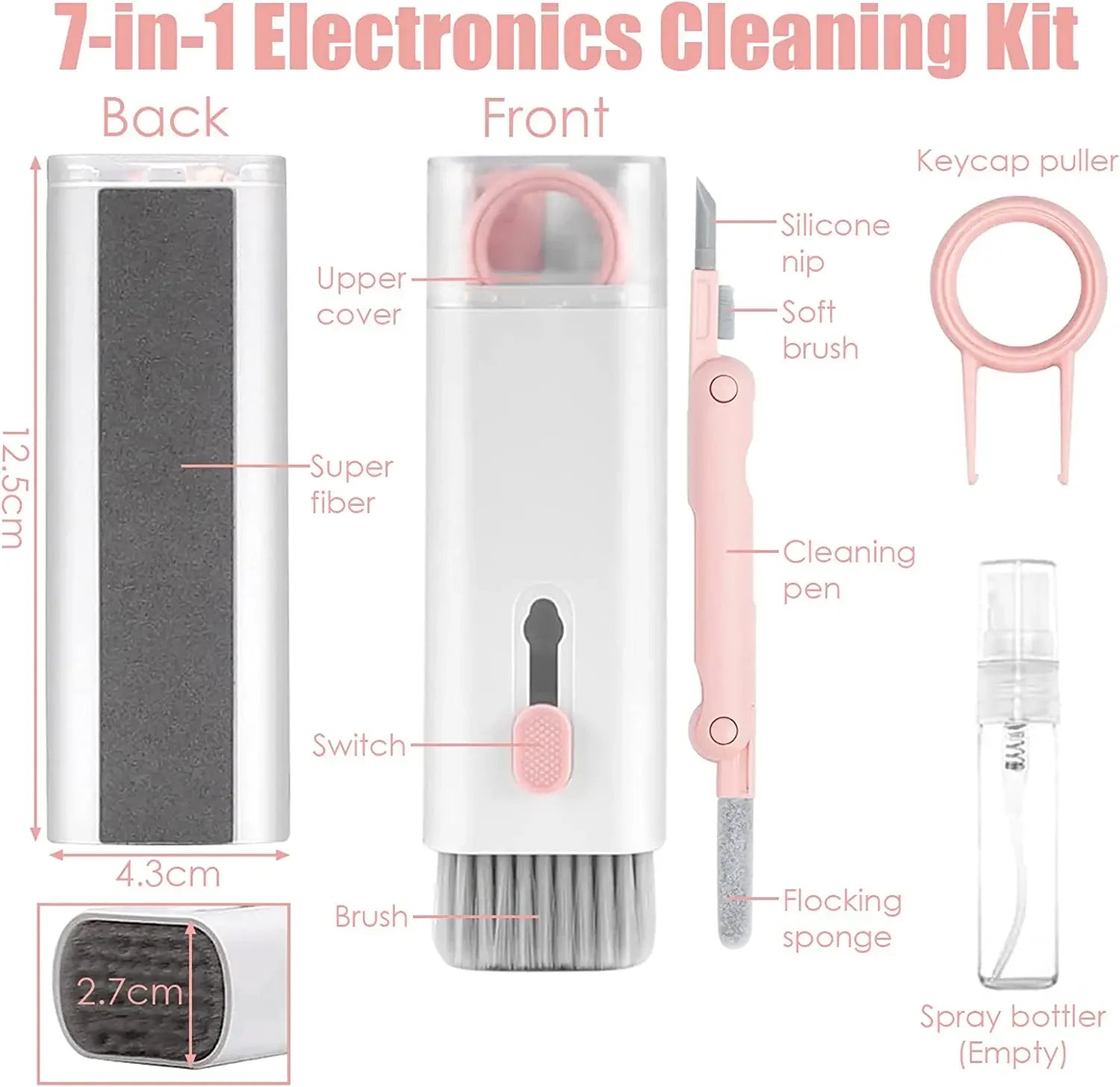 Keyboard Cleaning Brush Kit 7in1 Laptops Cleaner with Keycap Puller Multifunc Keyboard Brush Cleaning Set for Airpods Phone
