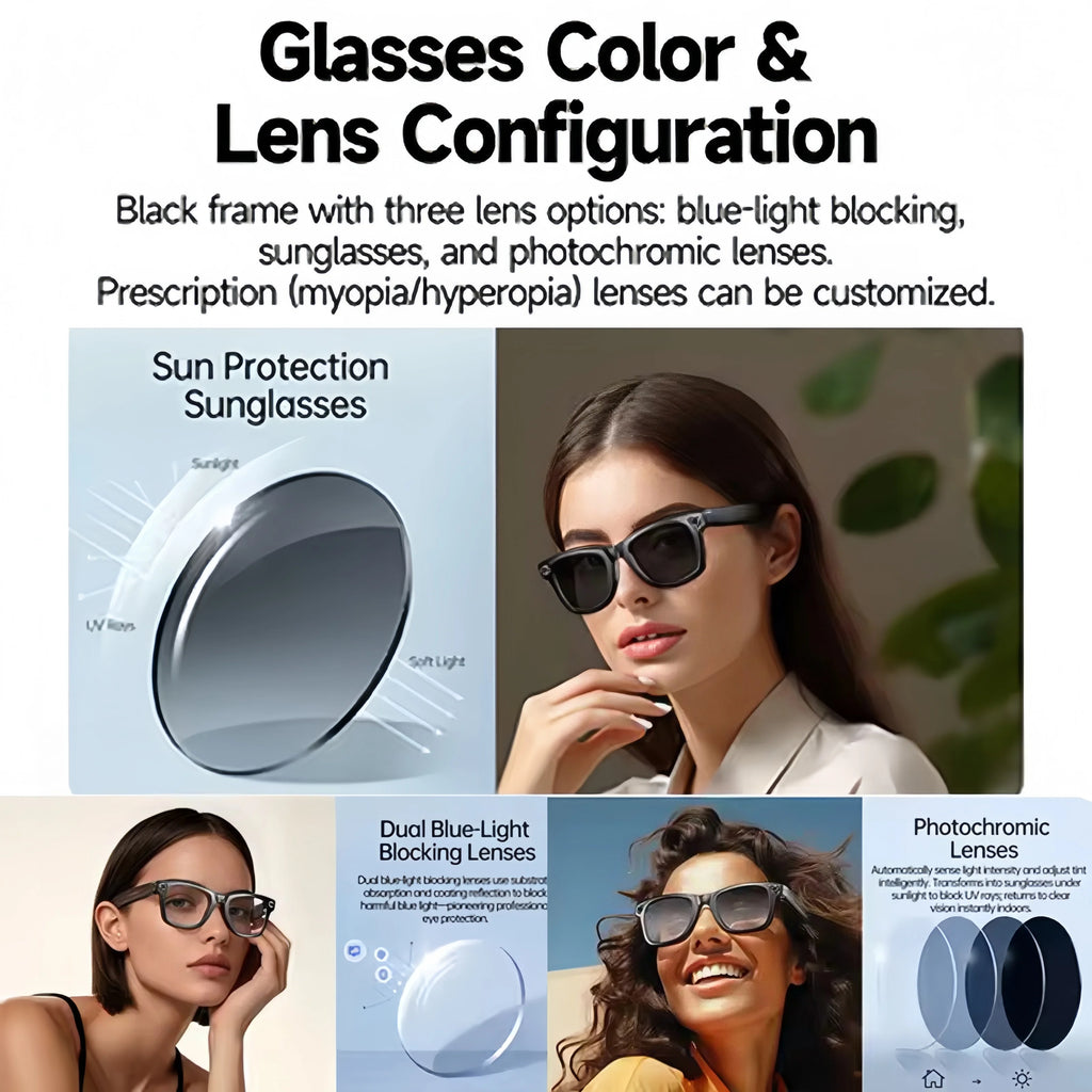 AI Smart Glasses with 8MP Camera Video Recording 100+ Languages Translation Sunglasses Bluetooth Call Music Play Men Women 2026