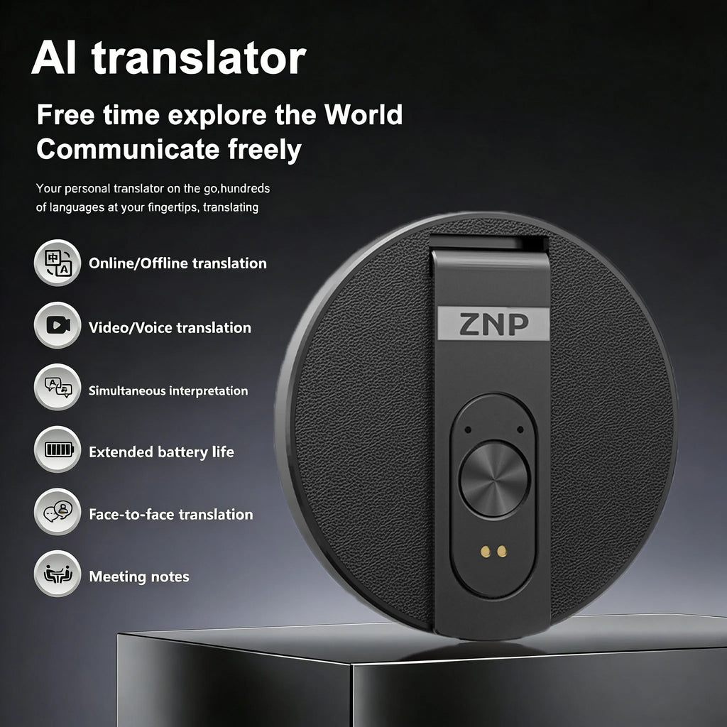 Wireless Bluetooth AI Voice Translator ZNP Magnetic Ultra-thin 150+ Languages Portable Phone Stand Supports Offline For Office