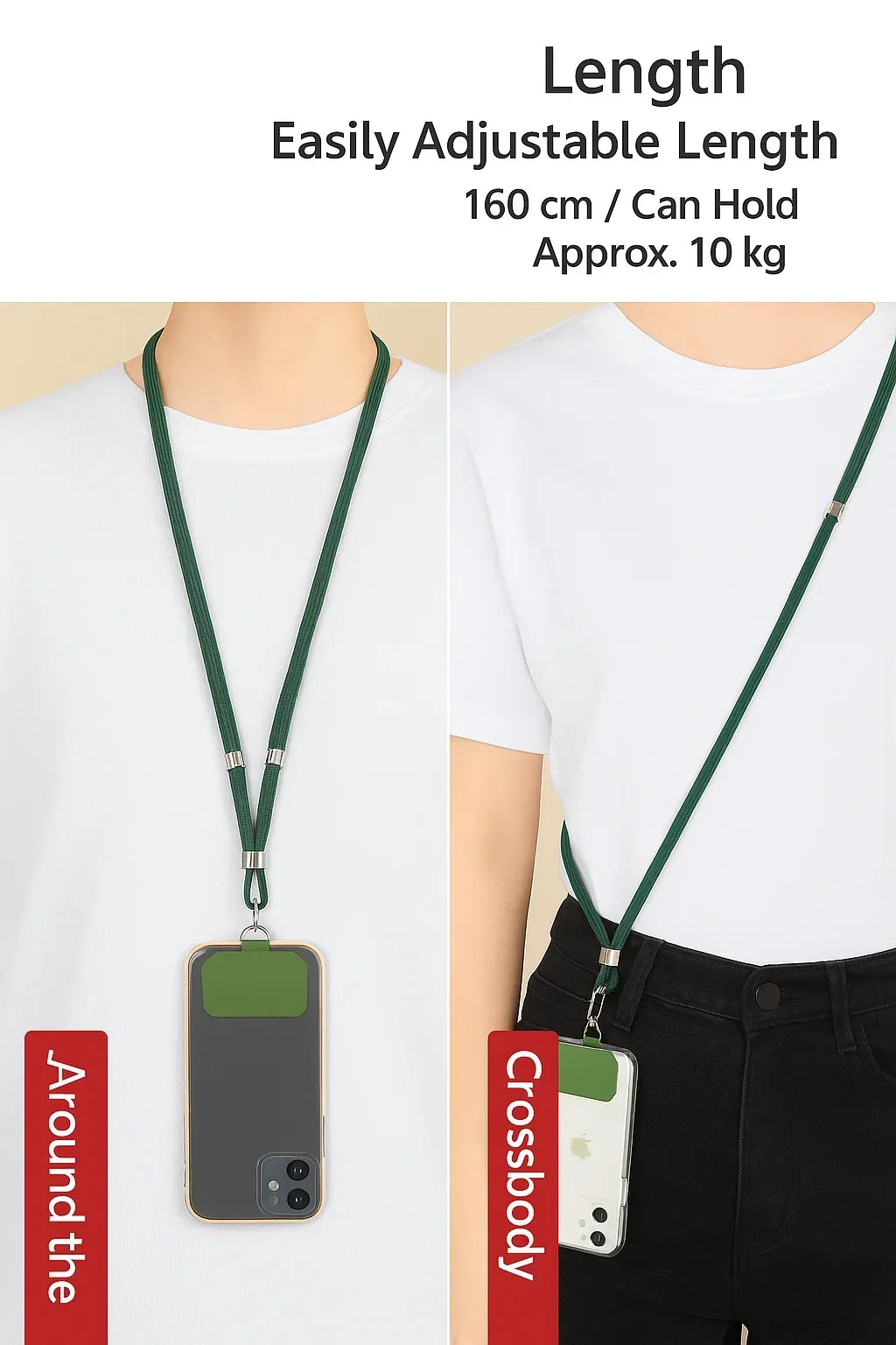 Hands-Free Phone Lanyard: Adjustable Longer & Thicker Crossbody/Neck Strap - Universal Mobile Accessory