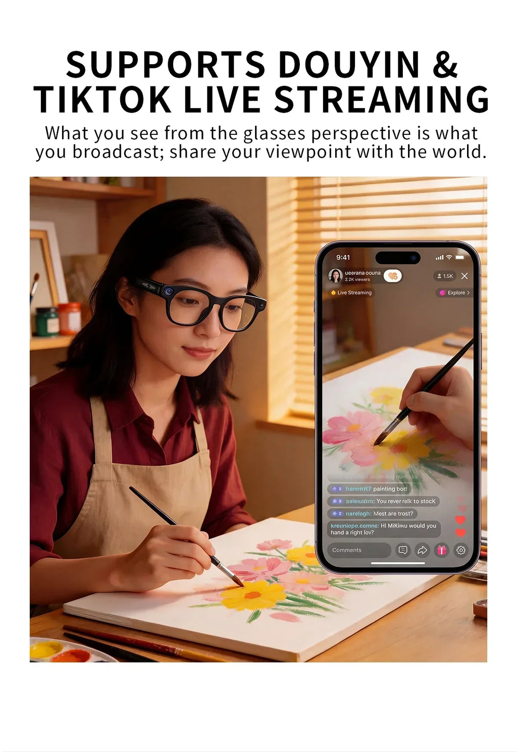 New Fashionable Smart Glasses Intelligent AI Large Model 800W HD Camera 290mAh Battery AI Translation Smart Glasses Men Women