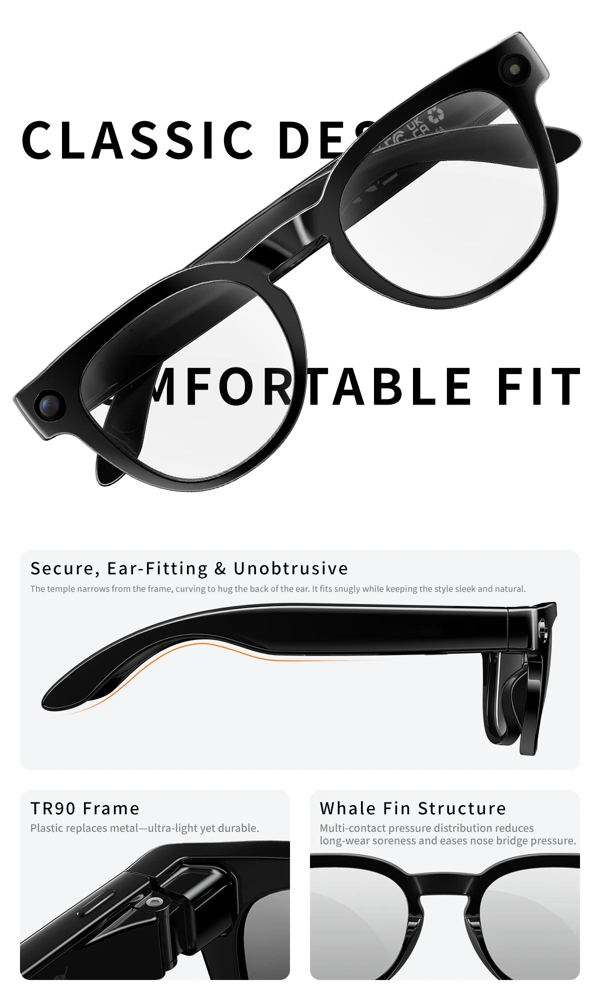 2026 AI Smart Glasses Translation Glasses 800W Pixel Camera Photo Video Recording WIFI Bluetooth 5.4 Waterproof Smart Sunglasses