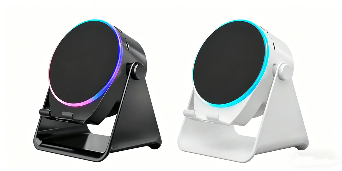 4-in-1 Portable Induction Bluetooth Speaker 360 Degree Rotatable Phone Stand Color Ambient Light Desk Audio Compatible With iPhone Android