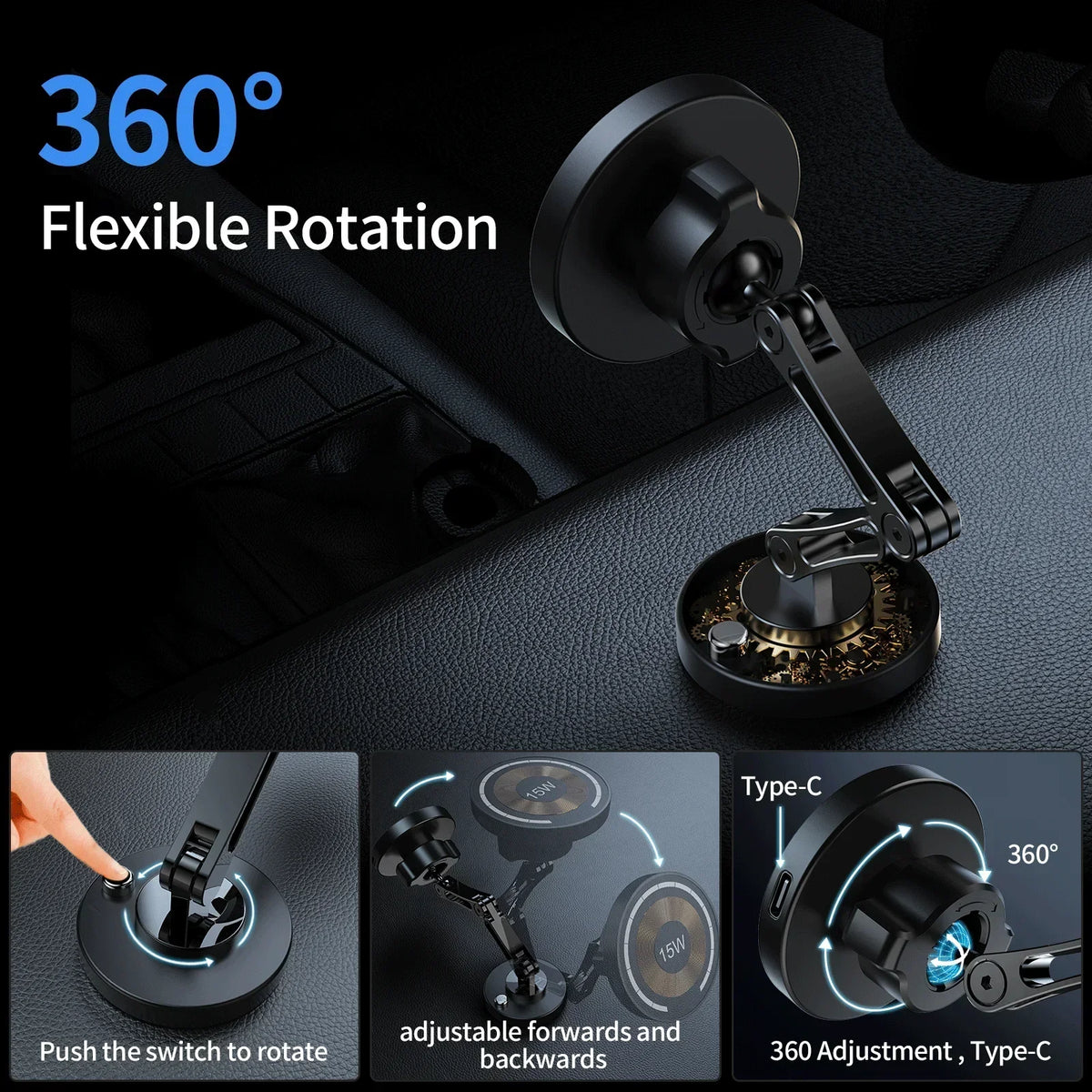 Cargador inalambrico magnetico 15W para coche