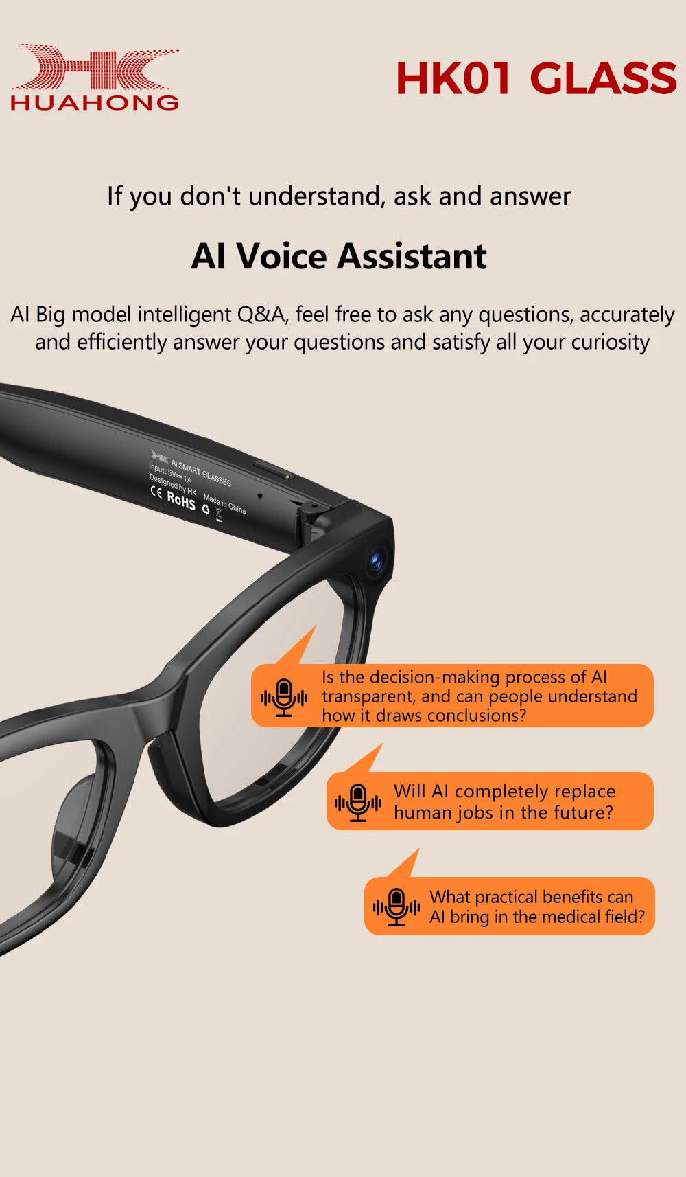 GML5.2 AI New Smart Glasses 1300W Camera Live Streaming Real-Time Translation Meeting Assistant Audio And Video Calls AI Glasses