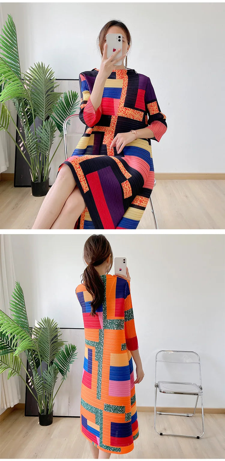 Fashionable women's dress, new spring/summer style, European and American style, youthful, plus size, slimming pleated skirt