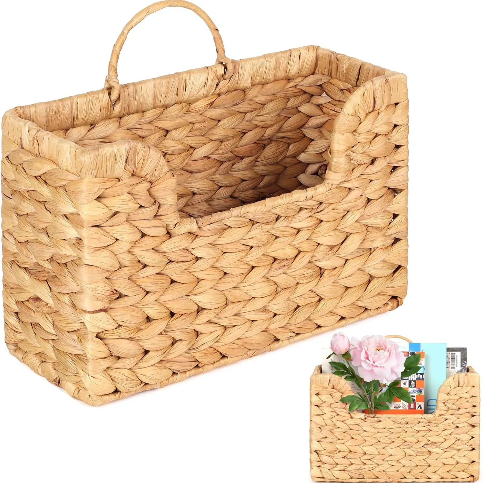 Gourd Vine Woven Wall Hanging Storage Basket Rattan Magazine Rack Home Decor for Living Room Bedroom