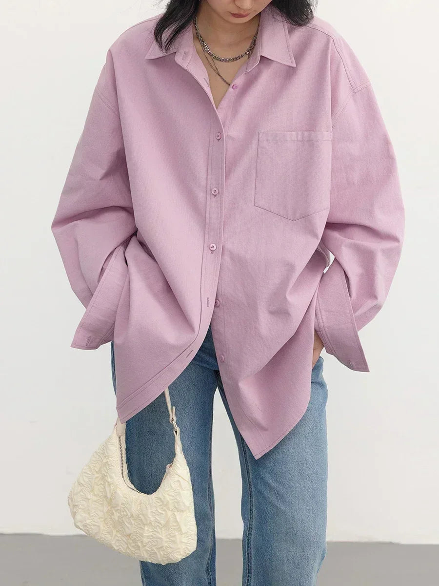 CHIC VEN Korean Women's Long-sleeved Shirt Loose Woman Tops Fashion Woman Blouse Office Lady Coat 2025 Spring Autumn Clothing