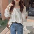 Simple White Shirts & Blouses For Women Crop Japanese Harajuku Fashion Woman Top Offer High Quality Clothing Trend 2025 Novelty